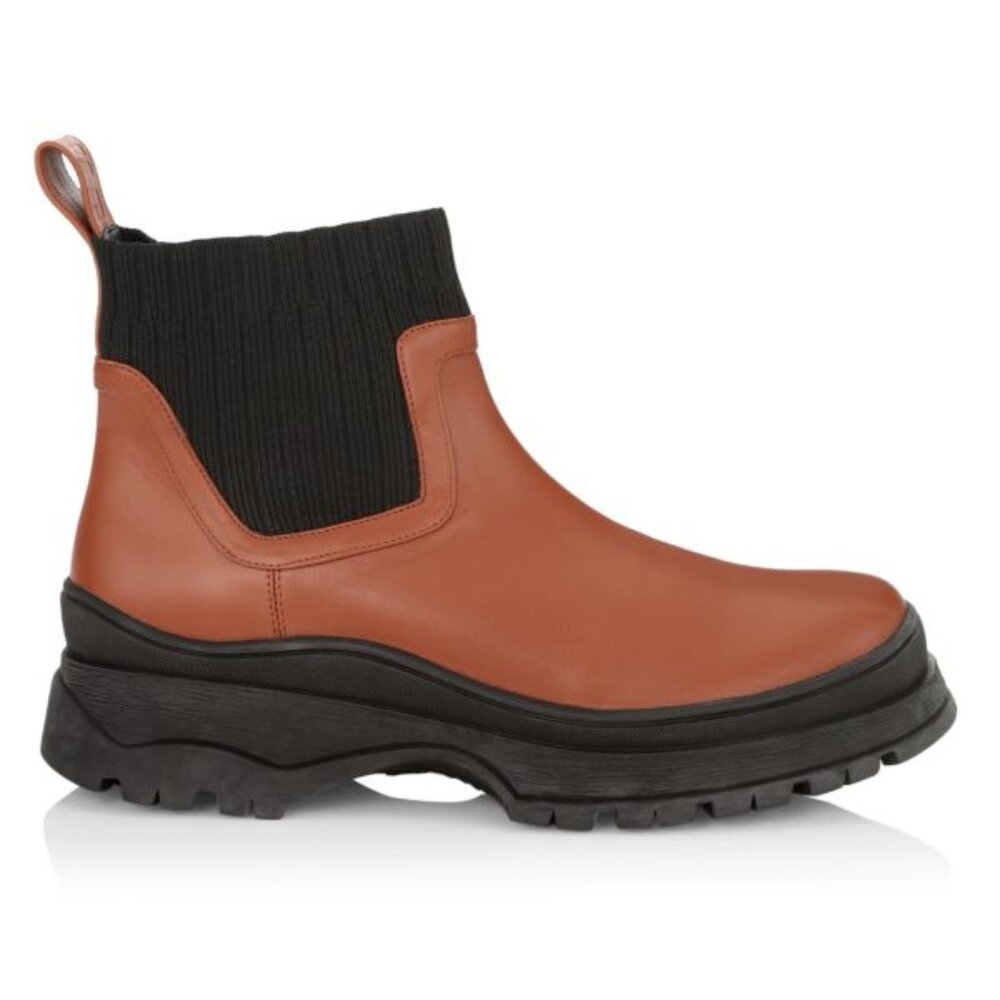 STAUD Bow Lug-Sole Leather Sock Chelsea Boots